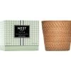 Rattan Wild Mint & Eucalyptus 3-Wick Candle -Candle Fragrance Shop NESTNY RATTAN WELL ECS CAN 3W 1 white background
