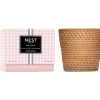 Rattan Himalayan Salt & Rosewater 3-Wick Candle 1 Rattan Himalayan Salt & Rosewater 3-Wick Candle -Candle Fragrance Shop NESTNY RATTAN WELL HSR CAN 3W 1 white background