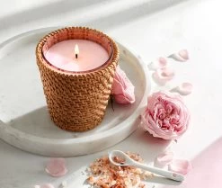 Rattan Himalayan Salt & Rosewater Classic Candle -Candle Fragrance Shop NESTNY RATTAN WELL HSR CAN CL 3