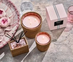 Rattan Himalayan Salt & Rosewater Classic Candle -Candle Fragrance Shop NESTNY RATTAN WELL HSR CAN CL 4