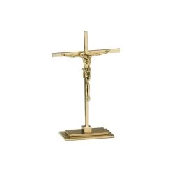 Small Satin Brass Crucifix